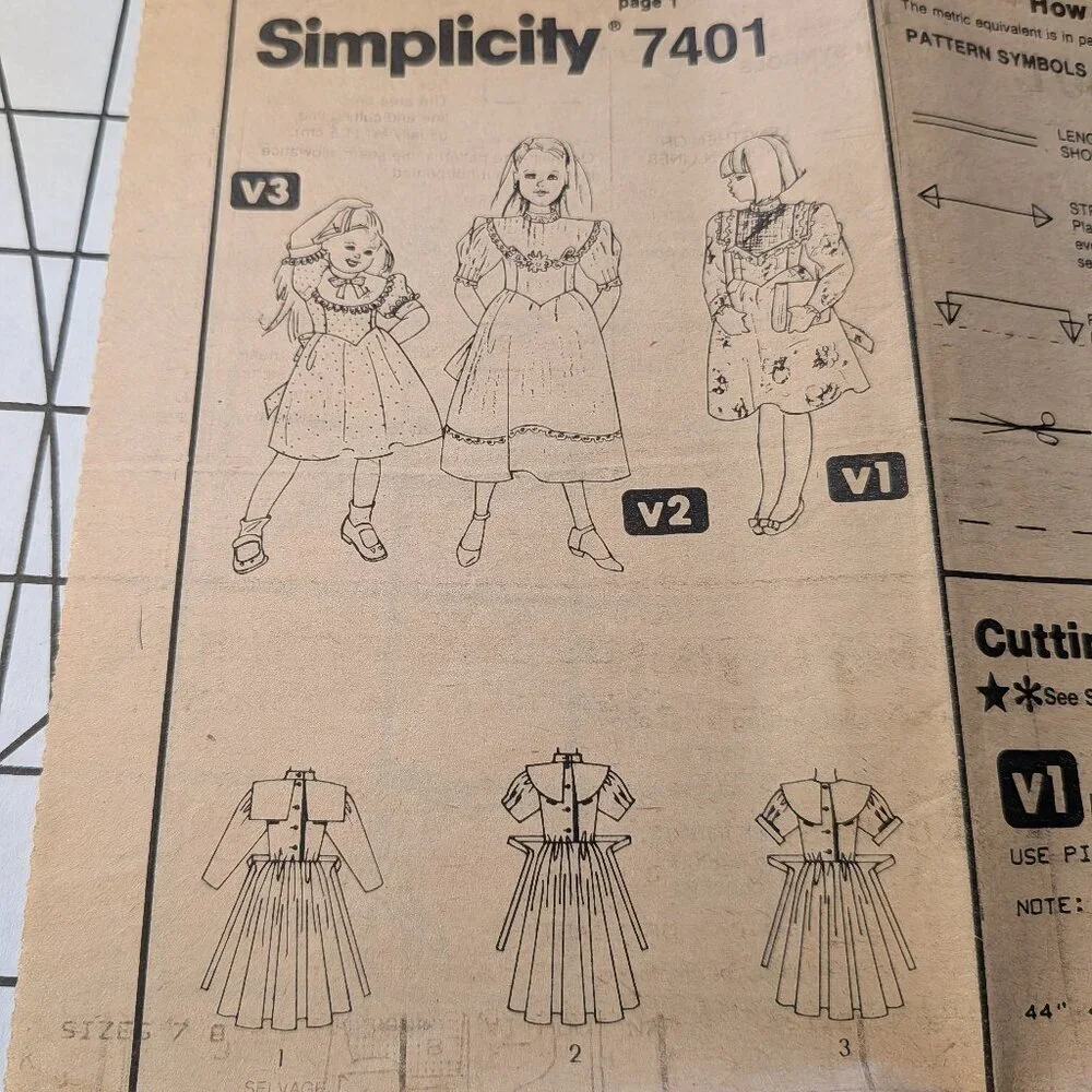 simplicity 7401 sewing pattern Girls Dress